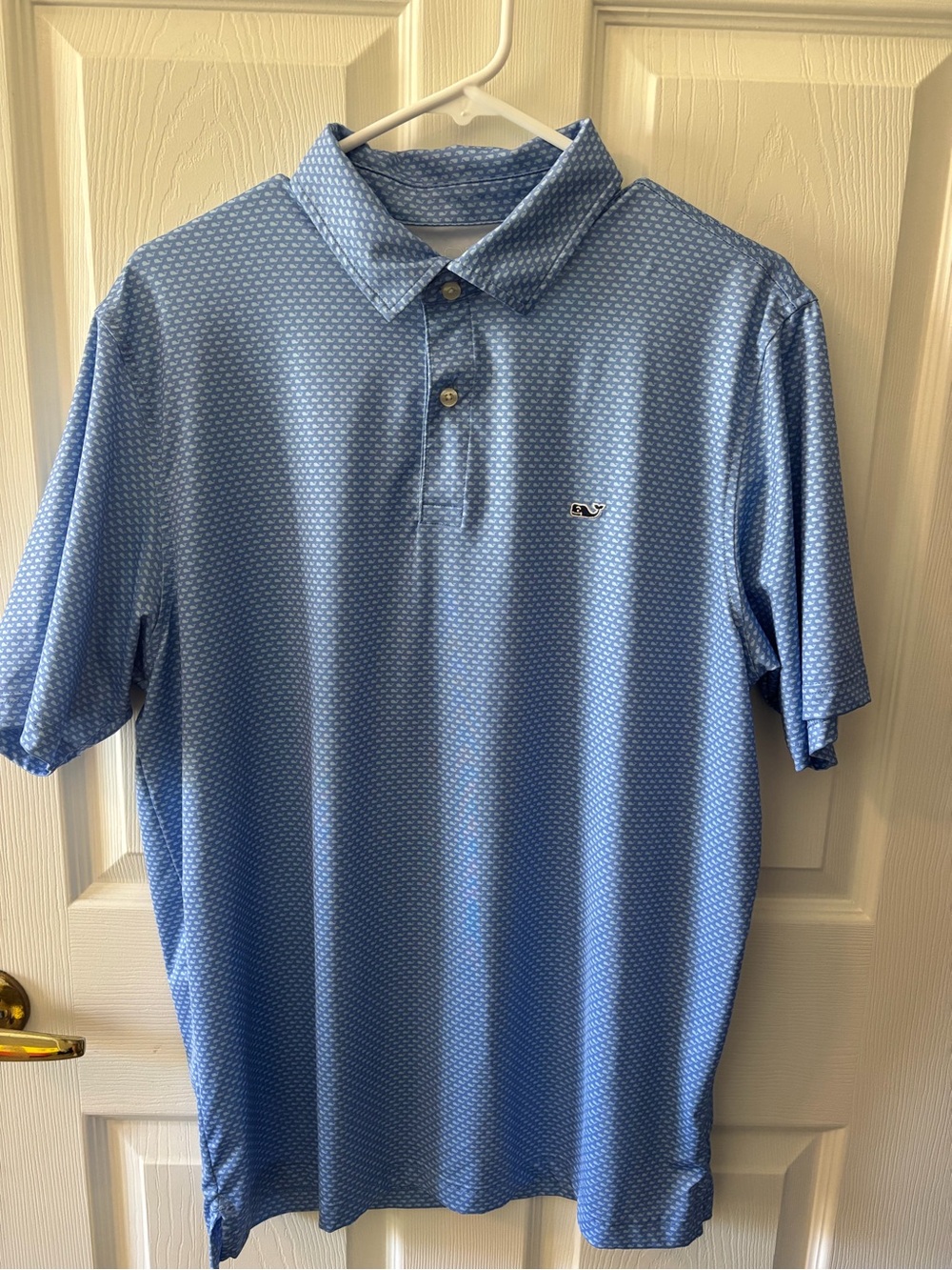 Vineyard Vines Blue Micro-Pattern Performance Polo